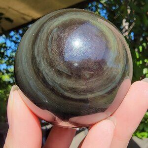 NEW 55MM VELVET FLASH RAINBOW OBSIDIAN SPHERE